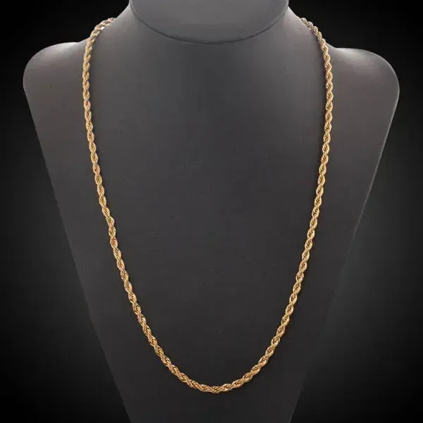 3mm Plated 18k Gold Fried Dough Twist Chain Necklace Bracelet Hip-hop Twisted Rope Cuban Lovers Party High-end Jewelry Gifts