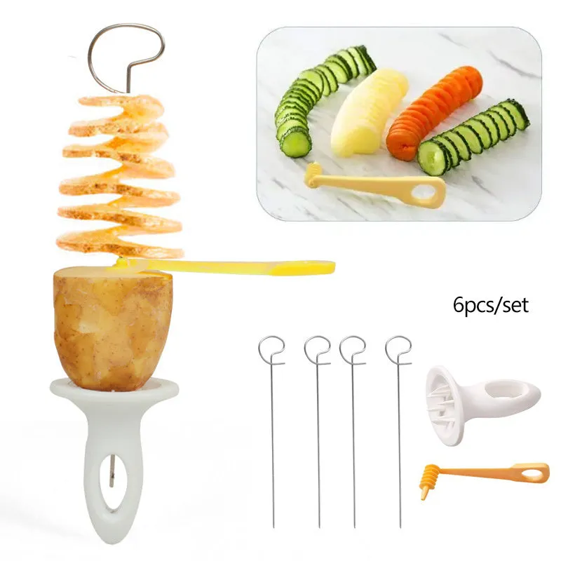 6Piece Potato Slicers Portable Whirlwind BBQ Skewers for Camping  Barbecue