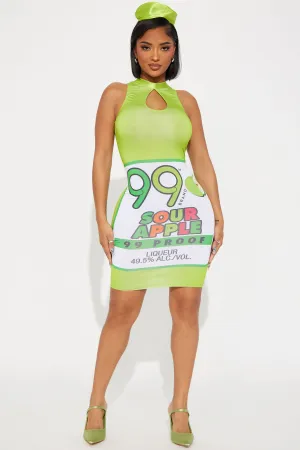 99 Brand Sour Apple Liqueur 1 Piece Dress Costume - Green