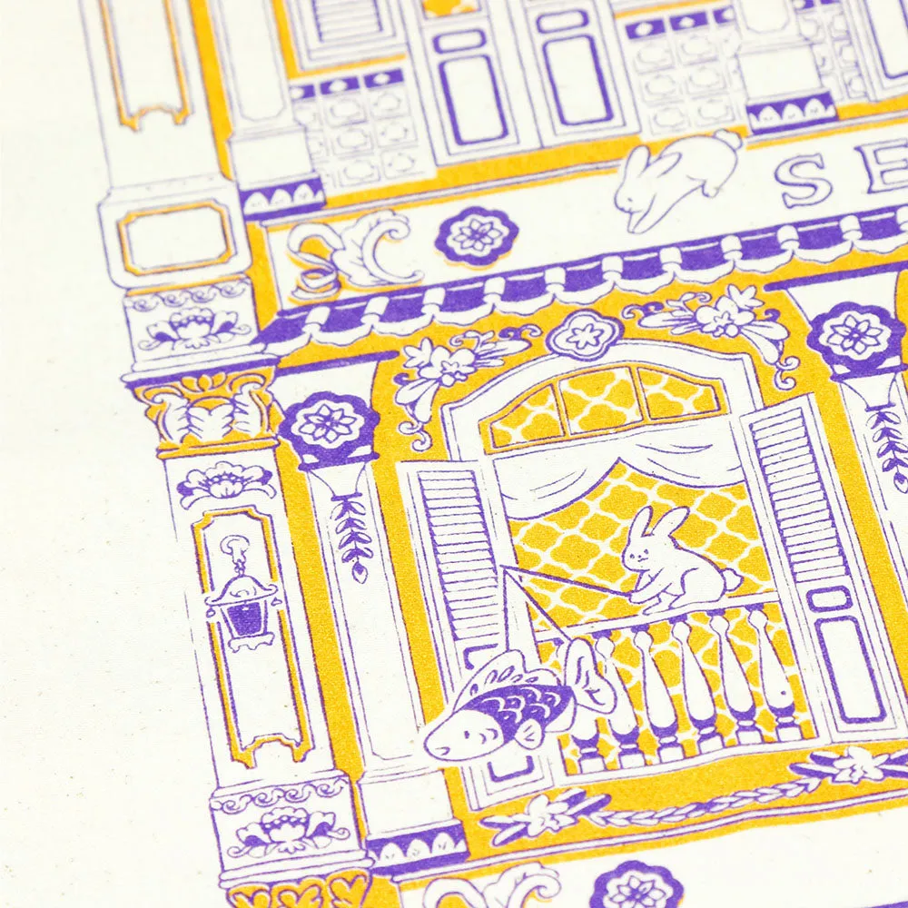 Bunnies Mooncake House Tea Towel