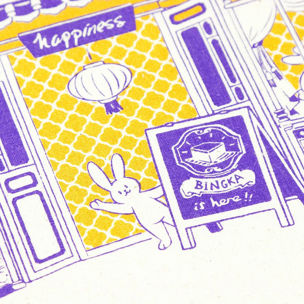 Bunnies Mooncake House Tea Towel