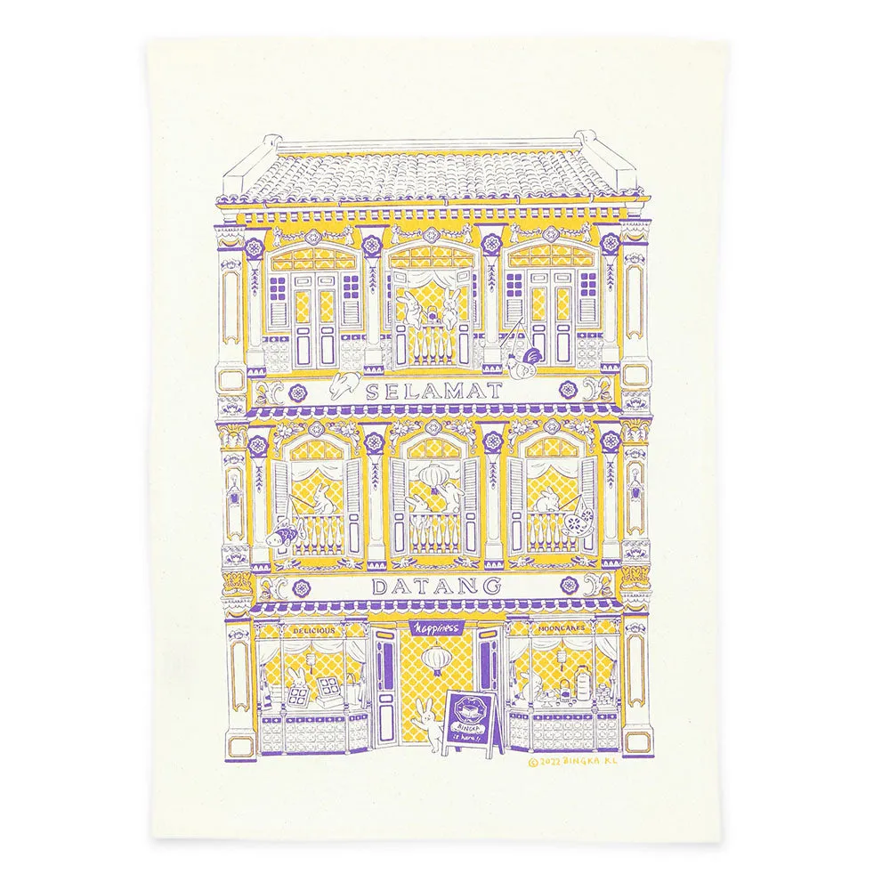 Bunnies Mooncake House Tea Towel