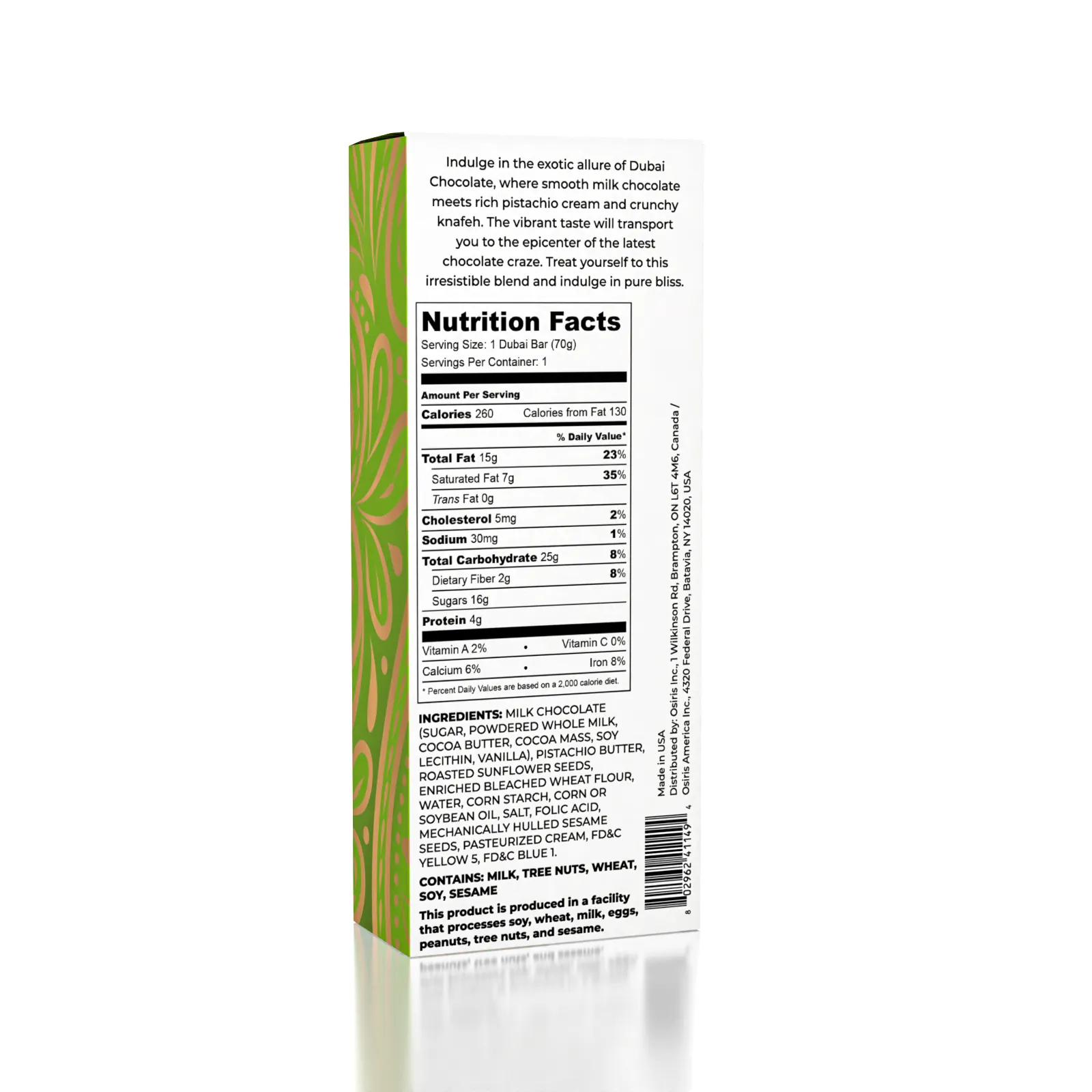 Dubai Chocolate Bar Pistachio by Oasis Treasures