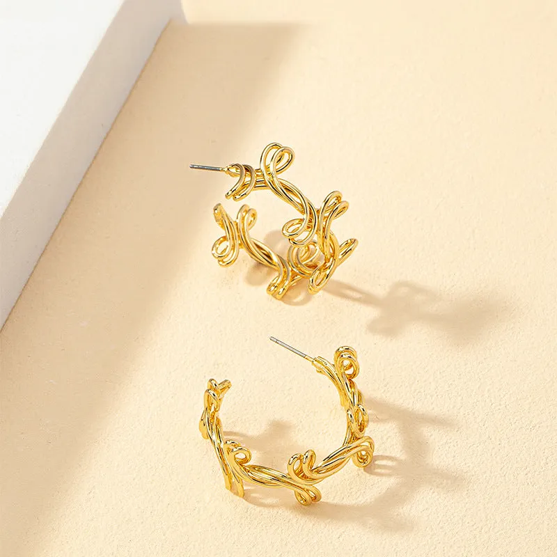 Fried Dough Twists Woven C-Shaped Earrings - Vienna Verve Collection