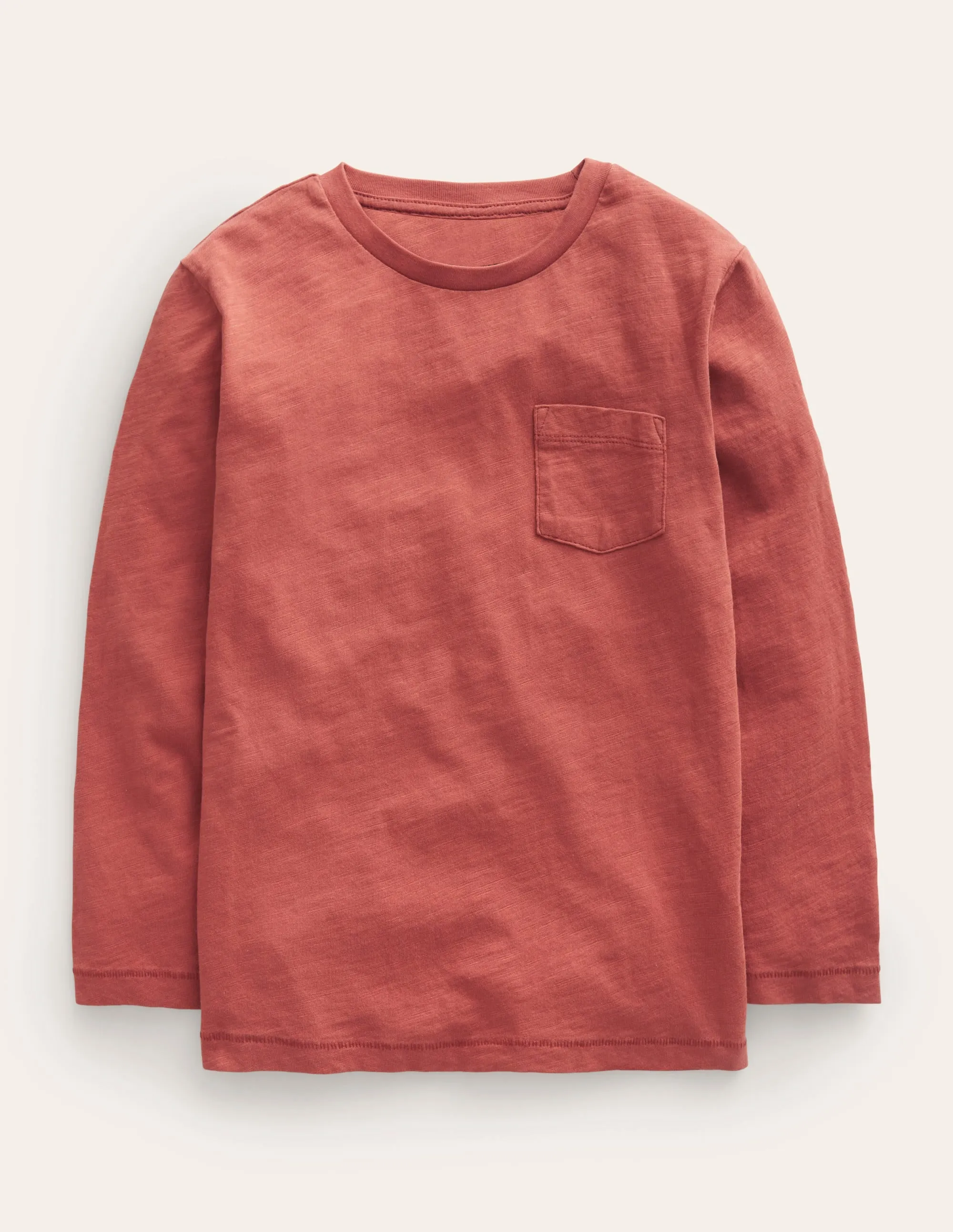 Long-sleeved Washed T-shirt-Roasted Chestnut Brown