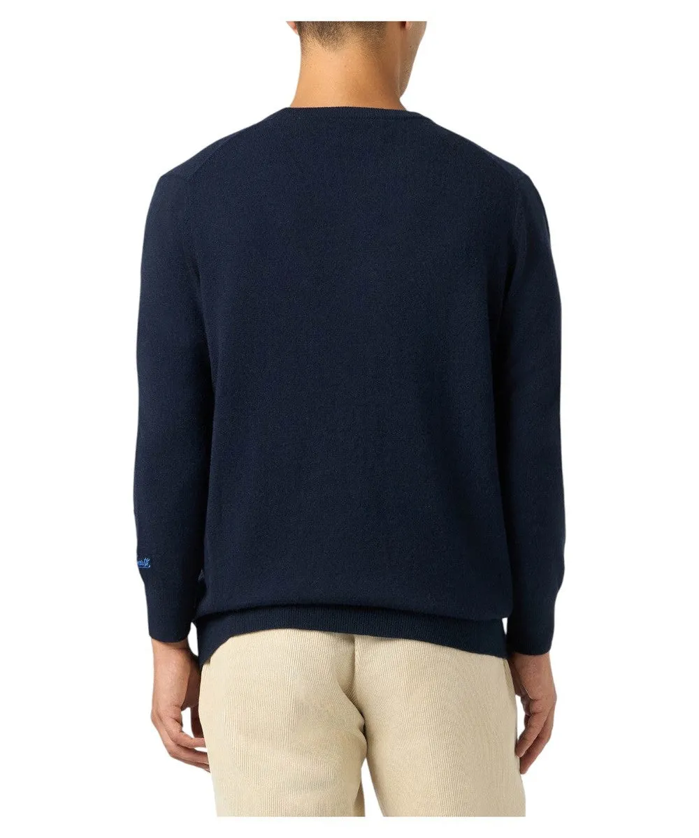 Maglione Uomo Blu Heron con Ricamo Snoopy "Special Weekend" – Edizione Speciale Peanuts